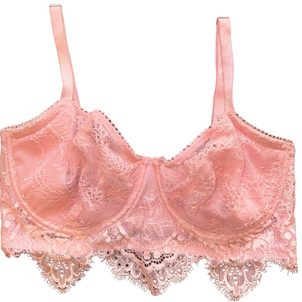 Victoria’s Secret Dream Angels Push Up Without Padding Pink Lace Bra Size 32DD